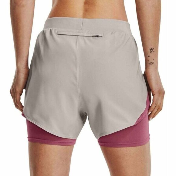 Under Armour 1369768 Women's Sz L Gray/Pink Fly By Elite 2-in-1 Running Shorts - Picture 9 of 9